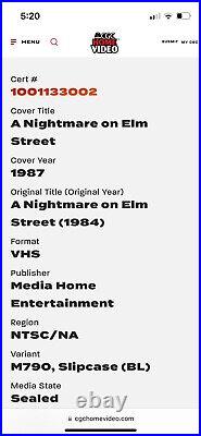 1987 Nightmare On Elm Street VHS New Media CGC 9.4 Seal A+