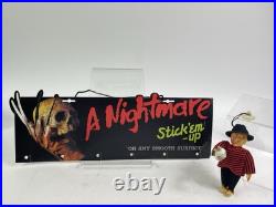 1988 NIGHTMARE ON ELM STREET Hanging Store Display Sign FREDDY KRUEGER Stick-Up