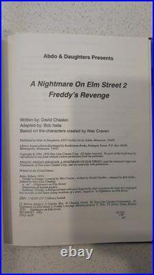 1992 A Nightmare On Elm Street 2 Freddys Revenge Hardcover Book