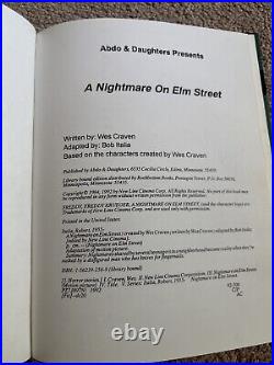 1992 A Nightmare On Elm Street hardcover book Italia Abdo & Daughters EXCELLENT