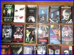 34 Horror VHS Tapes Nightmare On Elm Street Hellraiser Scream Stuff SEALED Lot