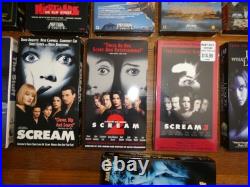 34 Horror VHS Tapes Nightmare On Elm Street Hellraiser Scream Stuff SEALED Lot