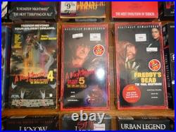 34 Horror VHS Tapes Nightmare On Elm Street Hellraiser Scream Stuff SEALED Lot
