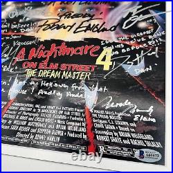 A Nightmare On Elm Street 4 Dream Master Cast Signed 11x17 Poster Beckett