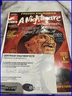A Nightmare on Elm Street #1 Signed Robert Englund COA Marvel Magazine 1989
