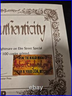 A Nightmare on Elm Street Special, Blue Foil, Signed by Robert England A Nightmare on Elm Street Special, Blue Foil, Signed by Robert England