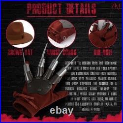 Adult Halloween Nightmare on Elm Street Freddy Krueger Costume Fedora Hat & Claw