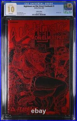 Cgc 10 Gem A Nightmare On Elm Street Fearbook #1 Red Foil Leather Cover Only 1