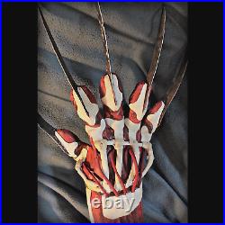 FREDDY KRUEGER Bone GLOVE Claw METAL and LEATHER Nightmare Elm Street COSPLAY KO