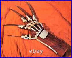 FREDDY KRUEGER Bone GLOVE Claw METAL and LEATHER Nightmare Elm Street COSPLAY KO