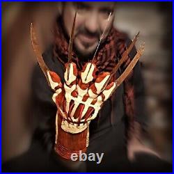 FREDDY KRUEGER Bone GLOVE Claw METAL and LEATHER Nightmare Elm Street COSPLAY KO