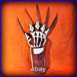 FREDDY KRUEGER Bone GLOVE Claw METAL and LEATHER Nightmare Elm Street COSPLAY KO