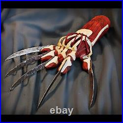 FREDDY KRUEGER Bone GLOVE Claw METAL and LEATHER Nightmare Elm Street COSPLAY KO