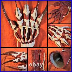 FREDDY KRUEGER Bone GLOVE Claw METAL and LEATHER Nightmare Elm Street COSPLAY KO