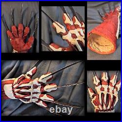 FREDDY KRUEGER Bone GLOVE Claw METAL and LEATHER Nightmare Elm Street COSPLAY KO