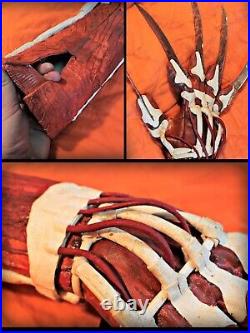 FREDDY KRUEGER Bone GLOVE Claw METAL and LEATHER Nightmare Elm Street COSPLAY KO