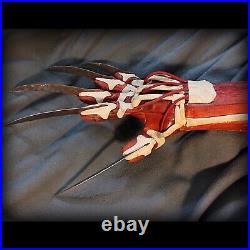 FREDDY KRUEGER Bone GLOVE Claw METAL and LEATHER Nightmare Elm Street COSPLAY KO