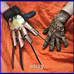 FREDDY KRUEGER Bone GLOVE Claw METAL and LEATHER Nightmare Elm Street COSPLAY KO