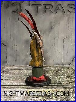 Freddy Krueger Metal Glove and Display Stand A Nightmare On Elm Street Prop