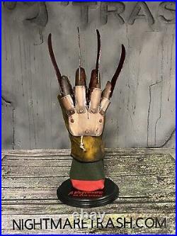 Freddy Krueger Metal Glove and Display Stand A Nightmare On Elm Street Prop