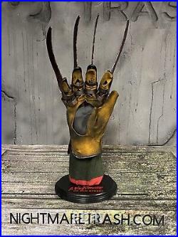 Freddy Krueger Metal Glove and Display Stand A Nightmare On Elm Street Prop