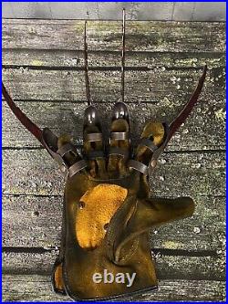 Freddy Krueger Metal Glove and Display Stand A Nightmare On Elm Street Prop