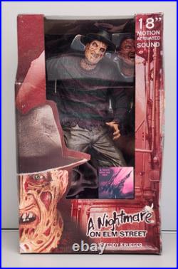 NECA Nightmare On Elm Street Freddy Krueger 18 Motion Activated Sound, New Read