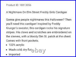Nightmare on Elm Street Freddy Krueger Knit Cardigan L XL 2XL New