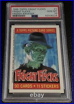 PSA 10 1988 Topps Fright Flicks Freddy Krueger #1 A Nightmare On Elm Street Card