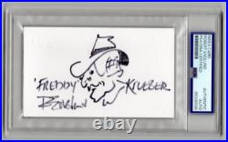 Robert Englund Signed Nightmare on Elm Street Freddy Sketch 3x5 Card PSA Slabbed