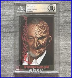 Signed Robert Englund Freddy Krueger Nightmare Auto 4x6 Postcard Beckett (BAS)